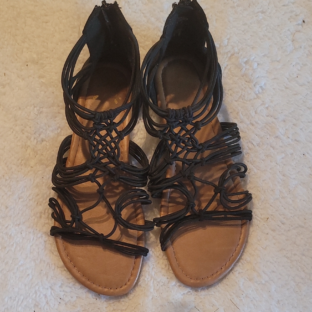 Women's Black Strappy Sandals